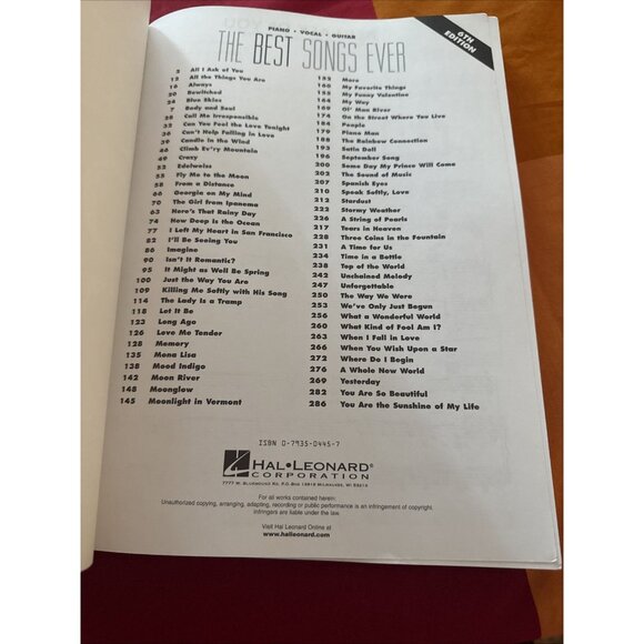 The Best Songs Ever Piano Vocal Guitar sheet music 6th Ed. Hal Leonard. New - Picture 6 of 6